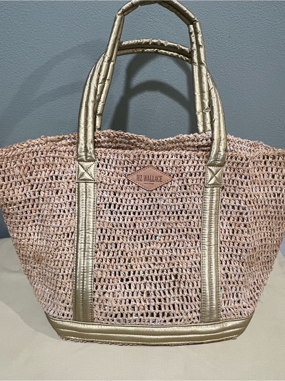 MZ Wallace Woven Tote with Gold Trim
